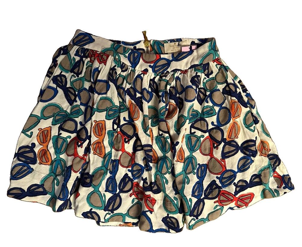 Kate Spade New York Girls Skirt Size 7 Multicolor Eyeglasses Pleated A-Line